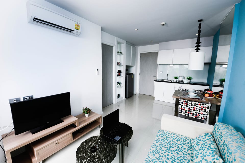 36-inch LCD TV with cable channels, TV, DVD player