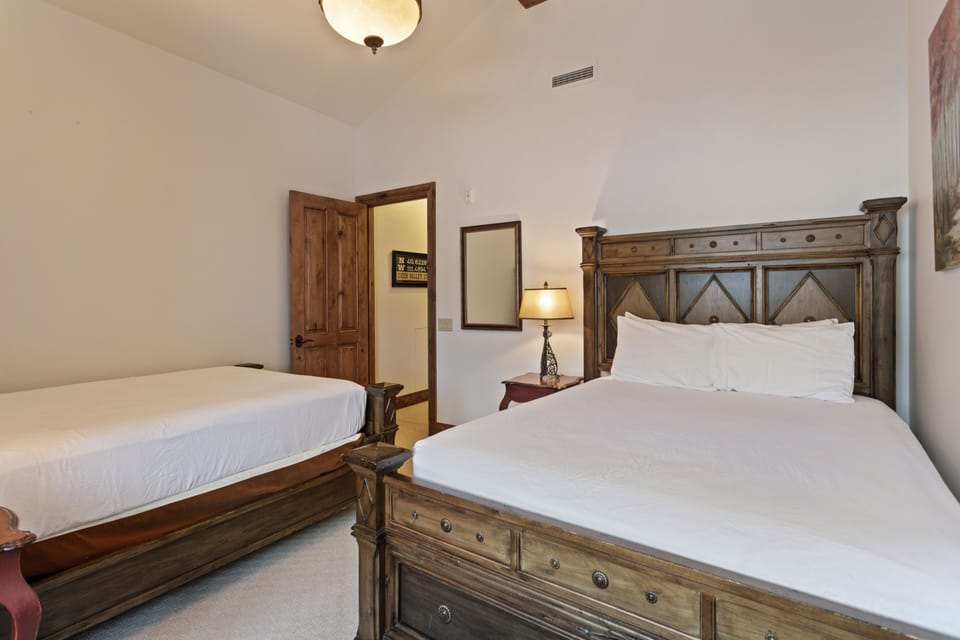 Indoors, Lamp, Floor, Flooring, Bed