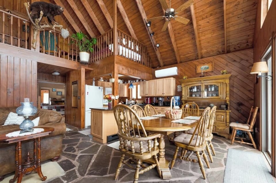 Large dining area next to the kitchen with beautiful views