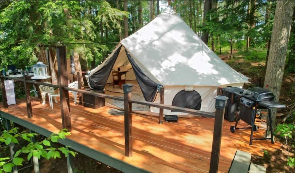   Check out our Ultimate Glamping Experience Tent.  
See more at: 

airbnb.com/h/islandglamping - sleeps 3