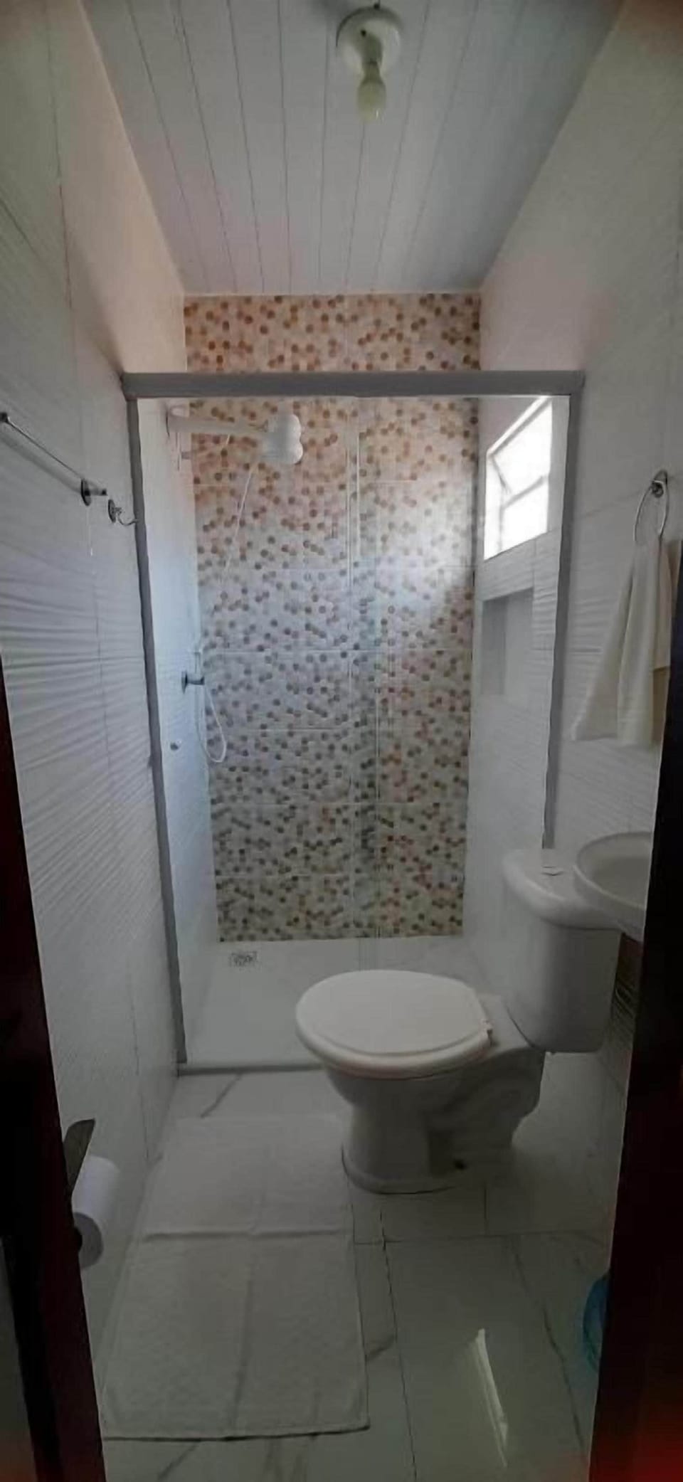 Shower, towels, soap, shampoo