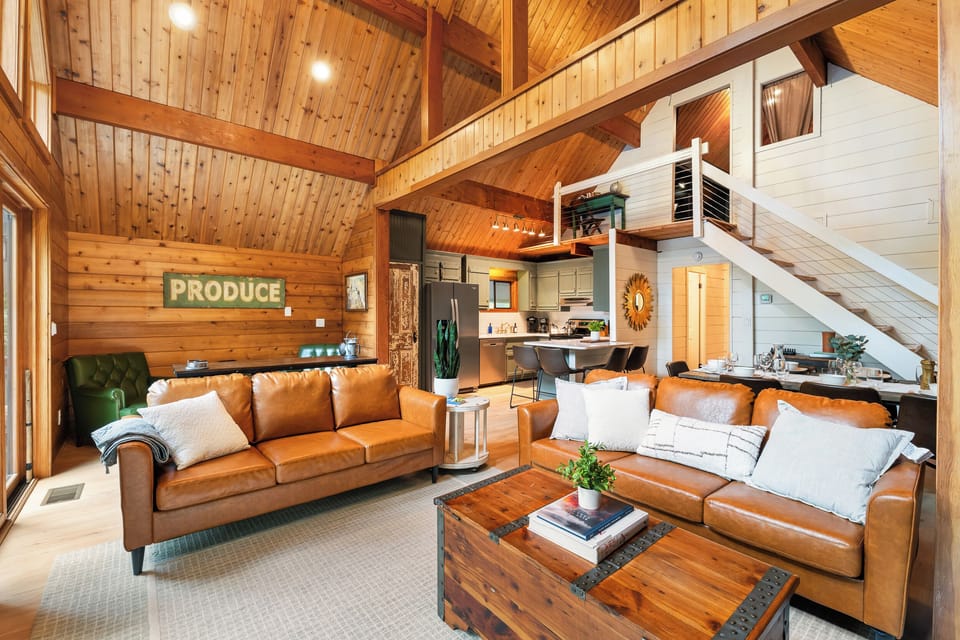 Living room with high ceilings