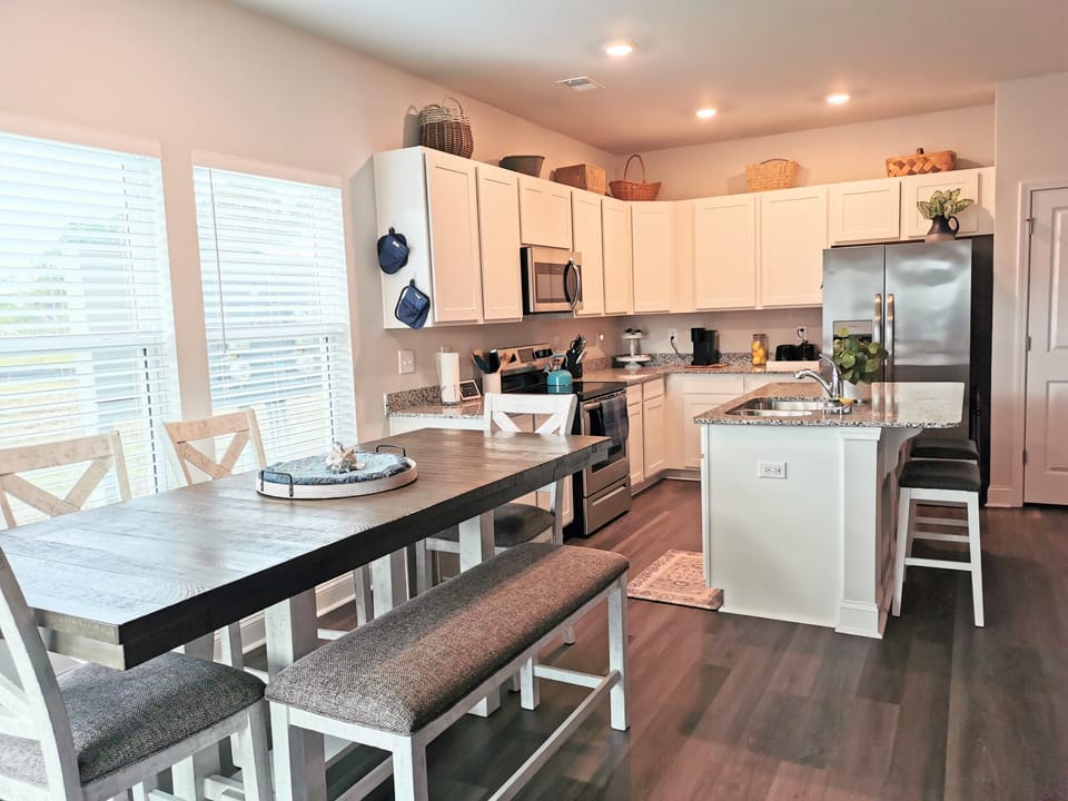 Cook’s kitchen stocked for group meals, longer stays, and easy breakfasts before