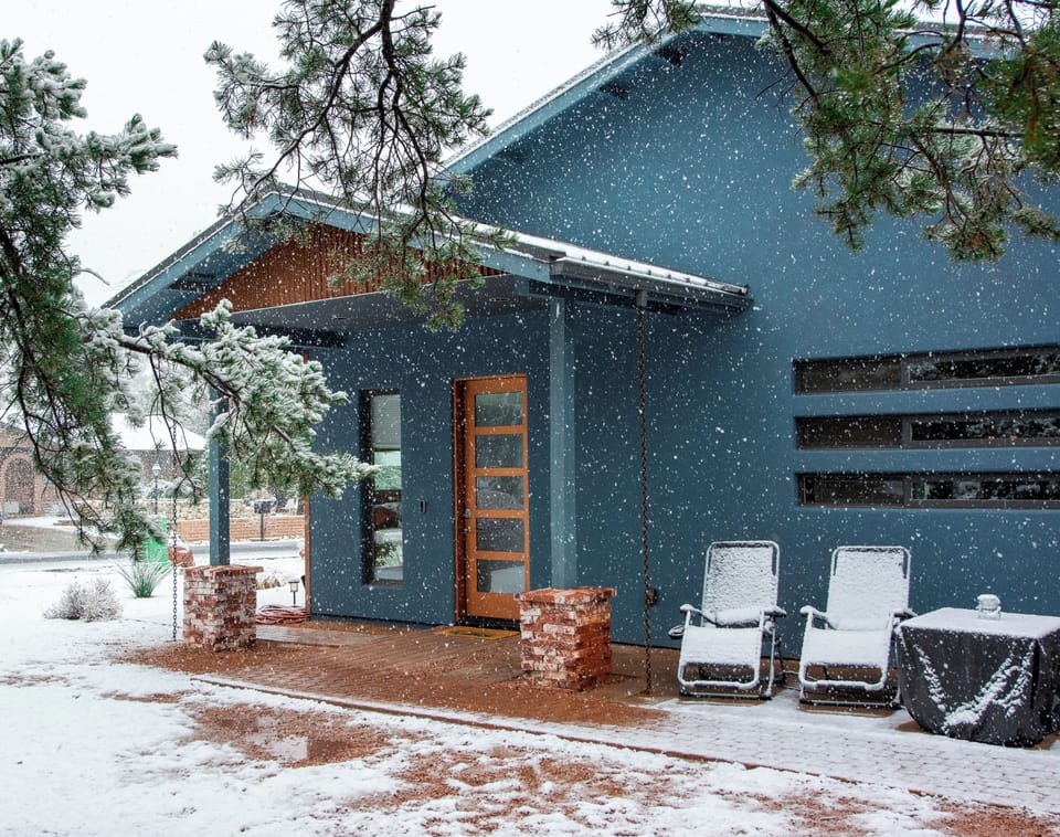 Front entrance during winter, we occasionally get snow!
