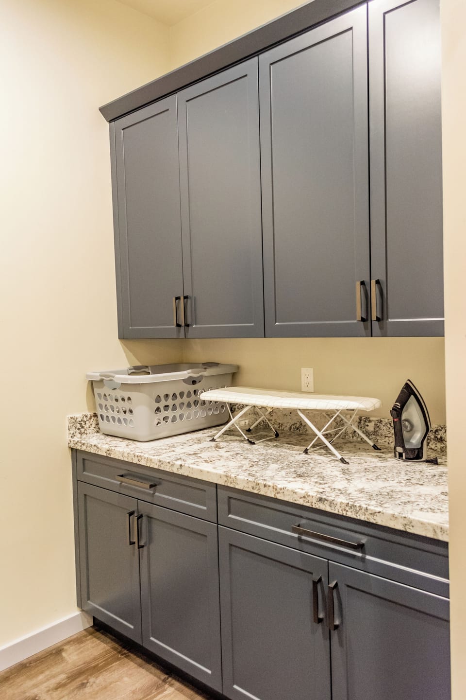 Laundry room, washer and dryer with detergent for you to use