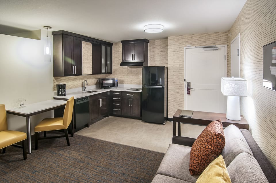 Studio, 1 King Bed with Sofa bed | Private kitchen | Full-size fridge, microwave, stovetop, dishwasher