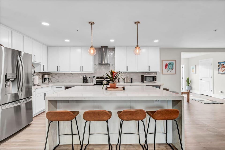 Kitchen with Large Island and Wine Refrigerator