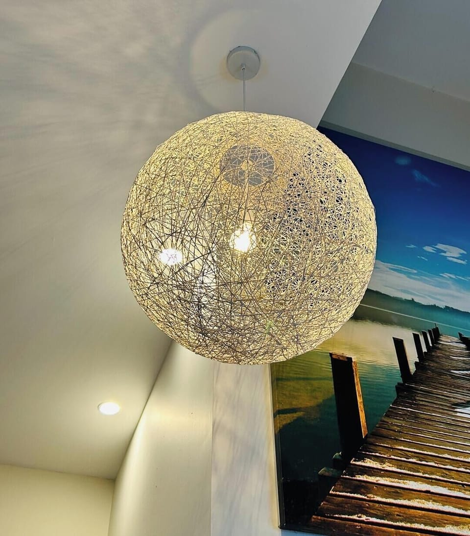 A warm and artistic light fixture