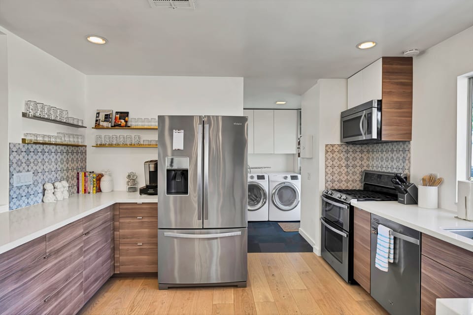 The kitchen was recently updated and has beautiful stainless steel appliances.