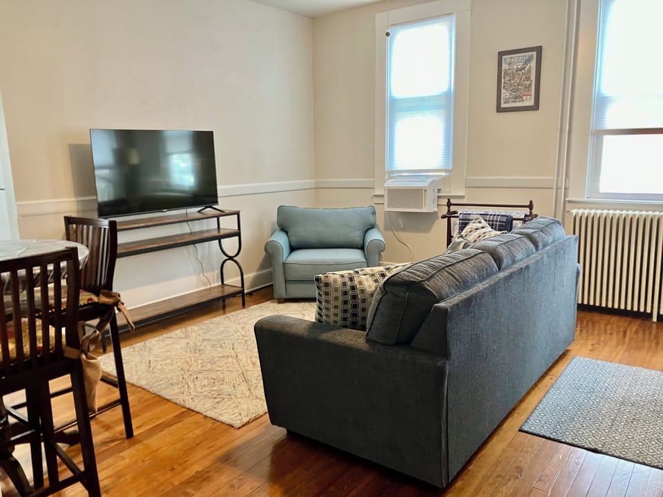 Living room with smart TV.
