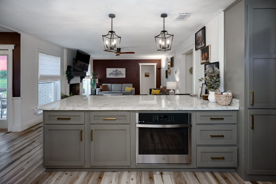 Serve, snack, socialize—our large bar opens straight into the living room!