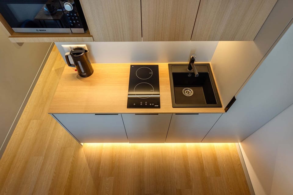 Economy Suite | Private kitchen | Mini-fridge, microwave, dishwasher, cookware/dishes/utensils