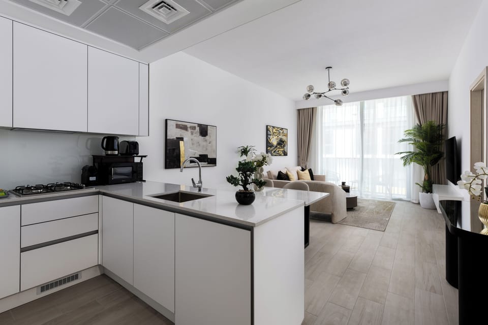 Deluxe Apartment, Balcony, City View | Private kitchen | Fridge, microwave, oven, stovetop
