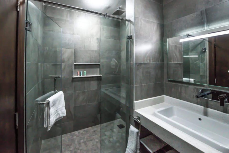 Shower, free toiletries, hair dryer, bidet