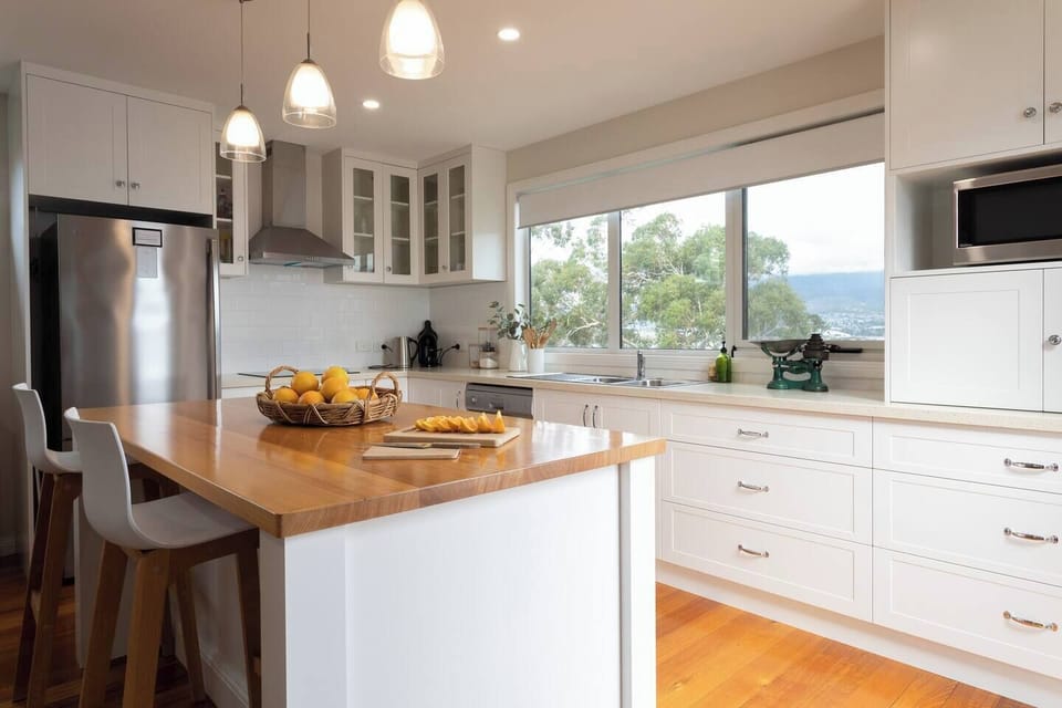 The elegant, well-appointed kitchen has all you need to prepare meals at home. 
