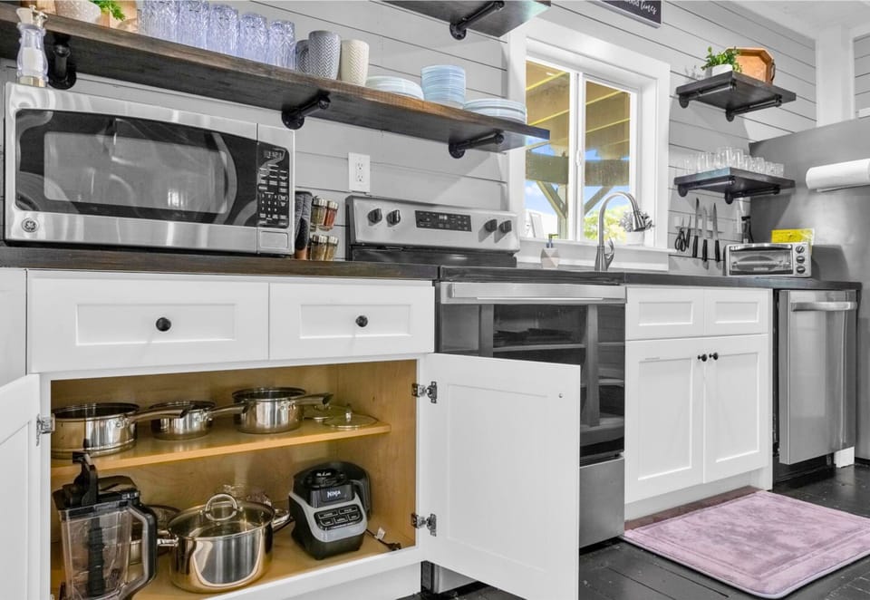 Well-stocked and beautifully arranged, the kitchen is ready for anything