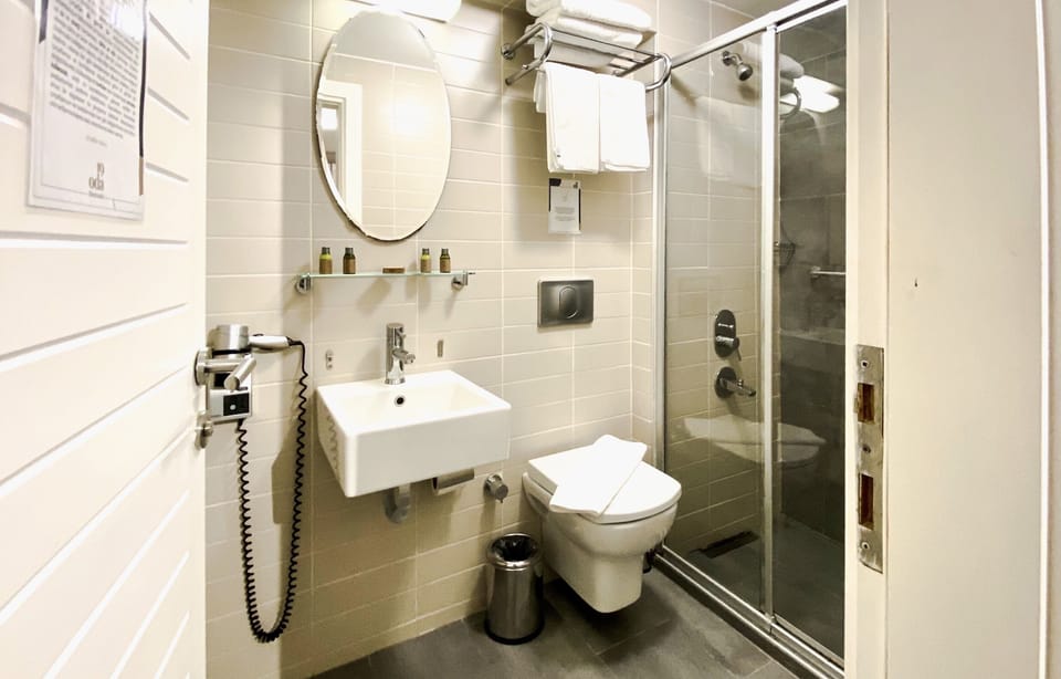 Ekonomik Plus Oda, -1. Kat | Bathroom | Shower, designer toiletries, hair dryer, slippers