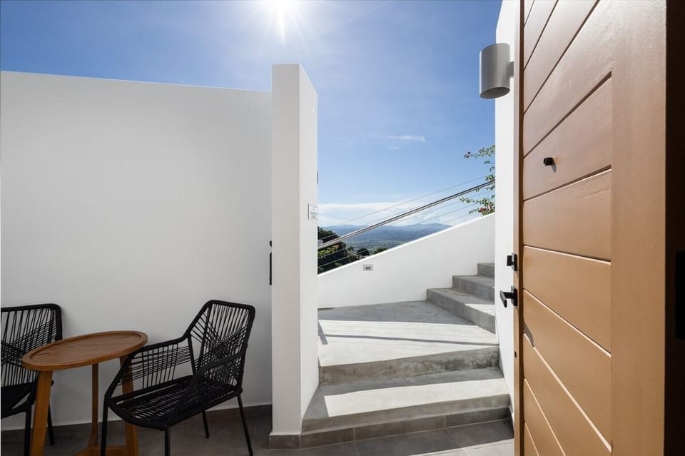 Attached outdoor seating nook right outside your door.