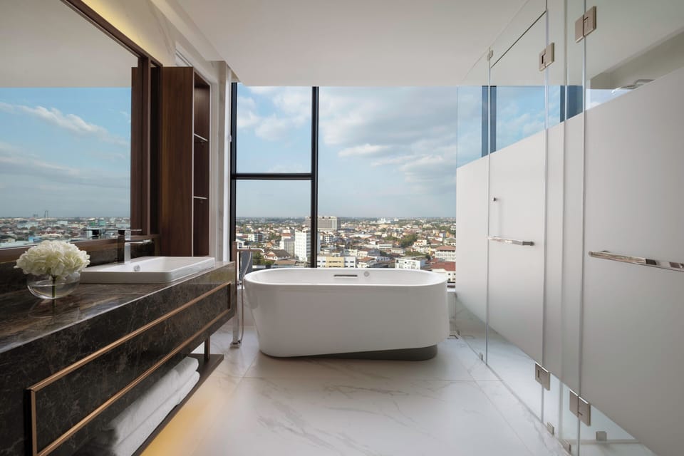 Presidential Suite | Bathroom | Hair dryer, bathrobes, slippers, bidet