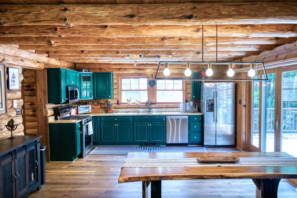 A modern kitchen provides a great space to cook, eat, or get work done.