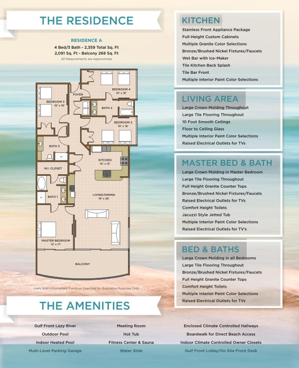 Explore this spacious 4 bedroom 3 bath rental with stunning views and beachfront balcony access from the master suite