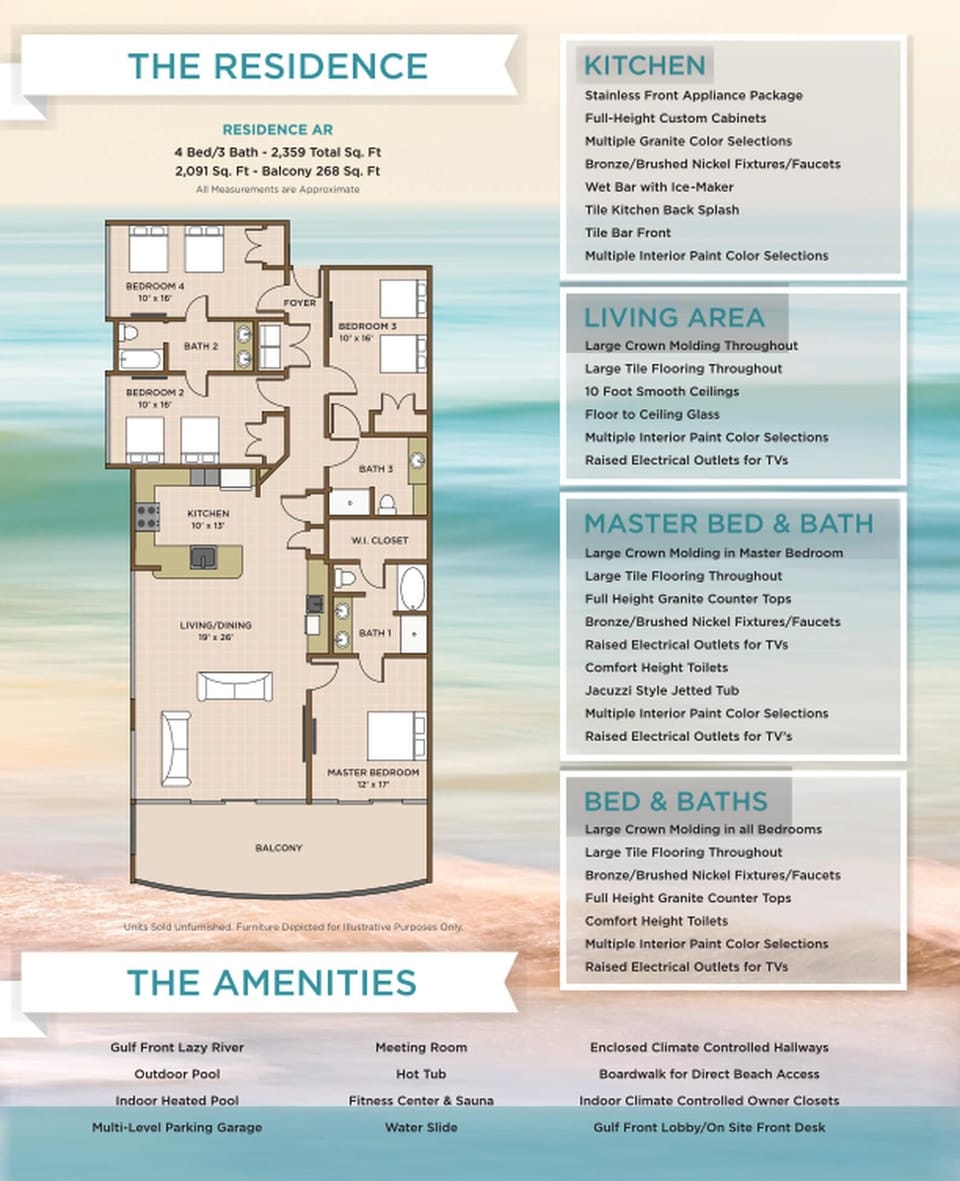 Explore this spacious 4 bedroom 3 bath rental with stunning views and beachfront balcony access from the master suite