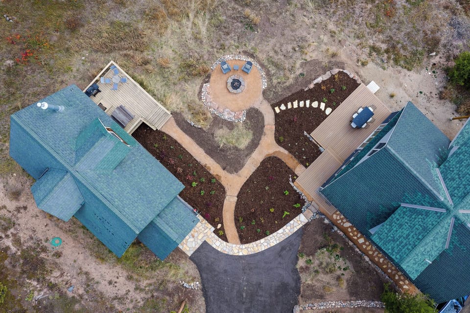 View of the houses from above.