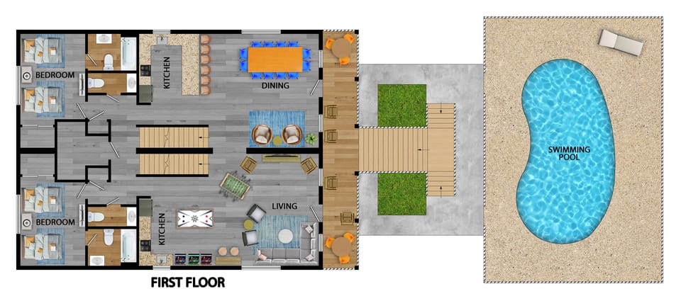 First floor and ground floor layout