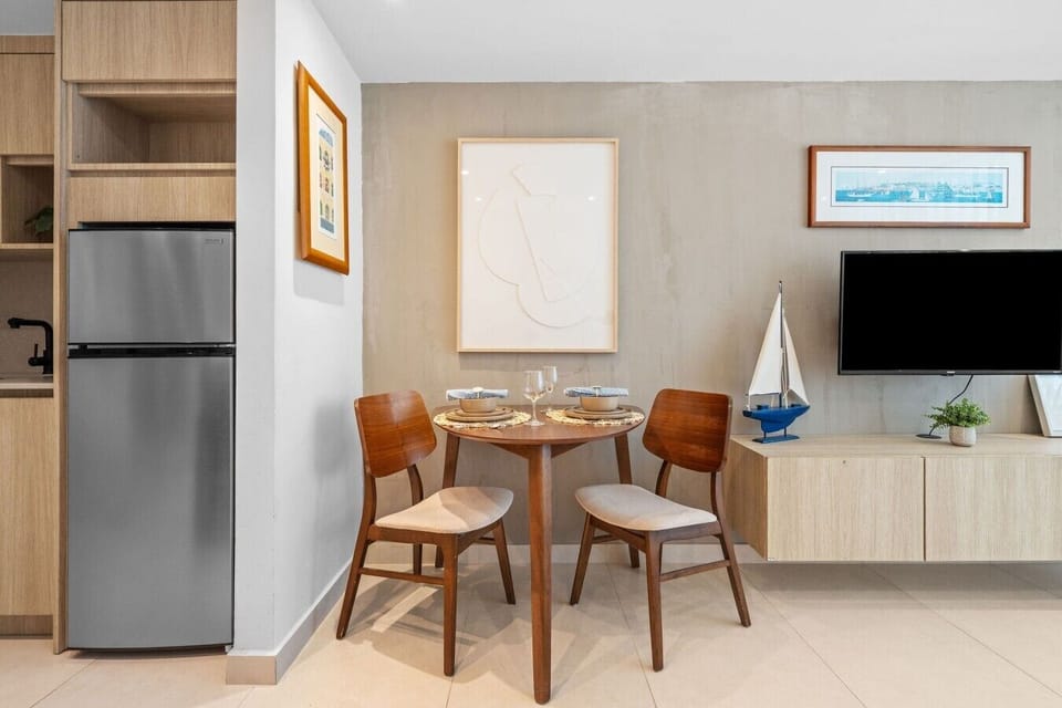 Remodeled dining space with coastal charm