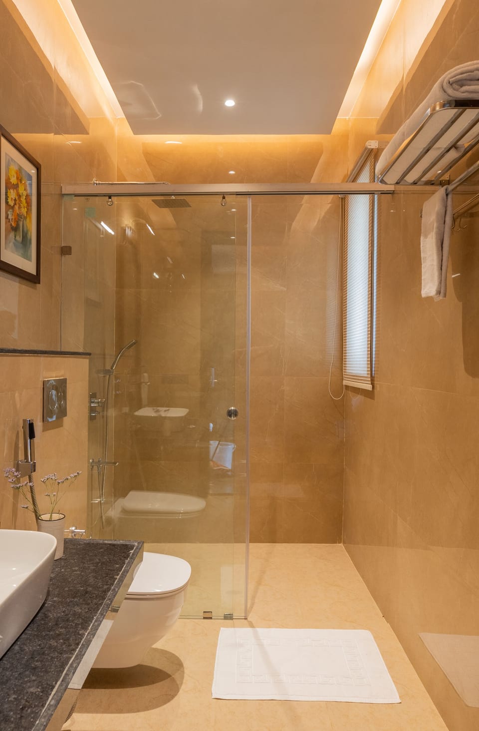 Shower, free toiletries, soap, shampoo
