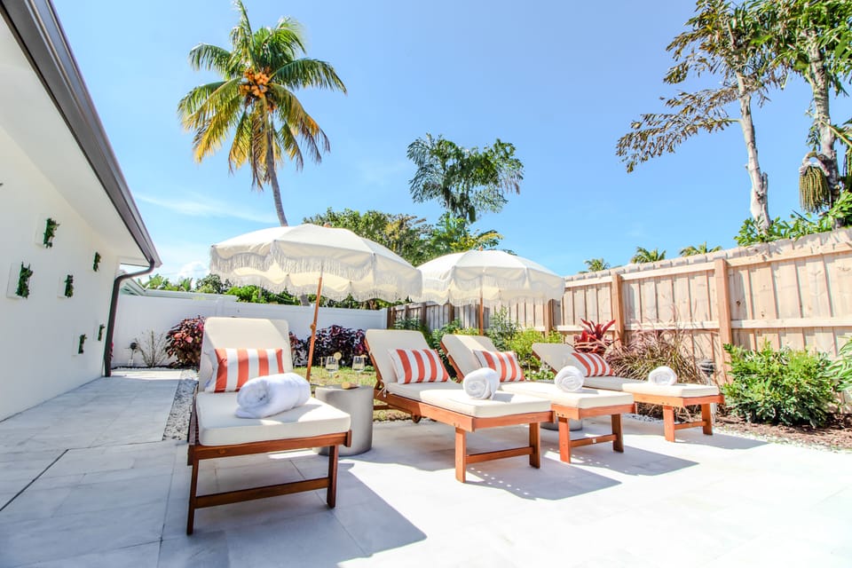 Sun loungers by the pool