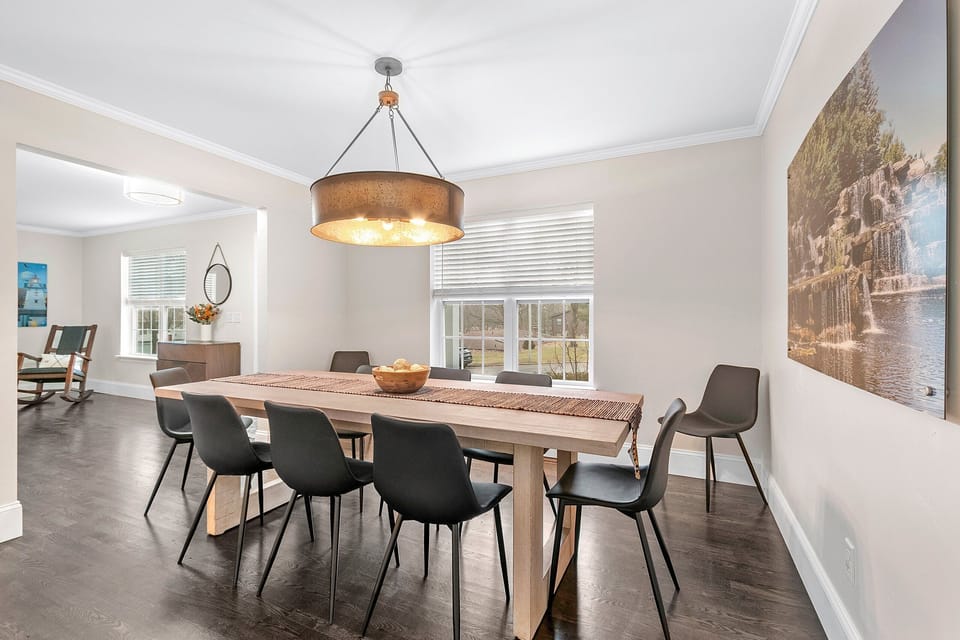 Dining table with seating for 8