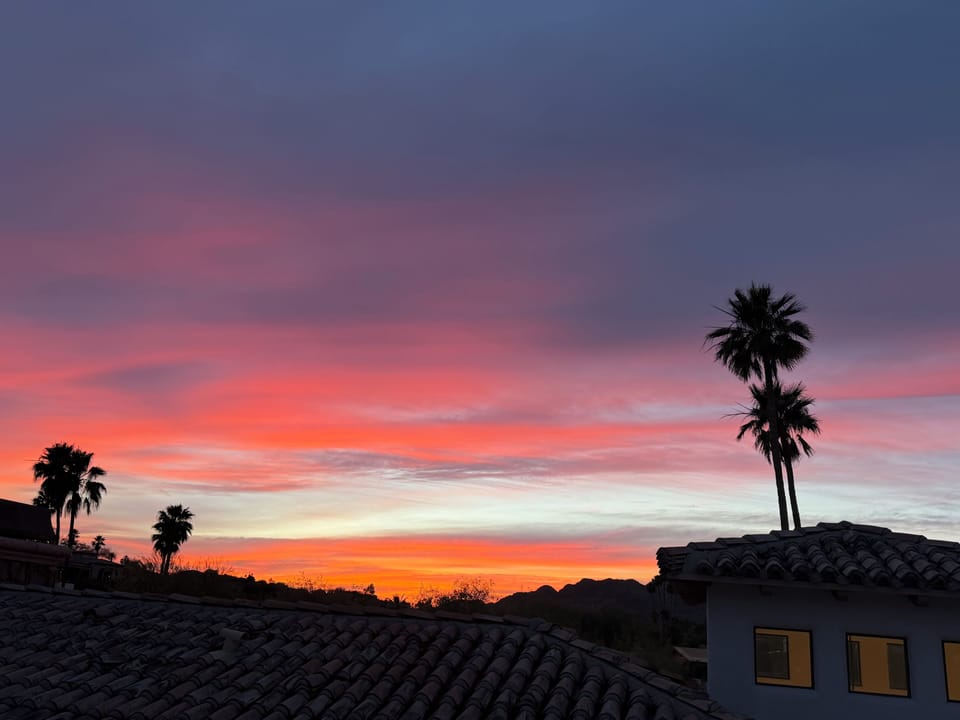 Arizona sunset from rooftop patio 
