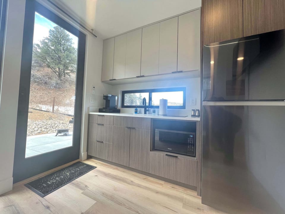 Mountain View includes a full kitchen with a refrigerator, cooking utensils, and everything you need to prepare meals during your East Zion Resort stay.