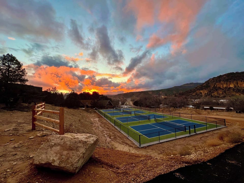 On-site pickleball courts at East Zion Resort, perfect for adding a little fun between Zion, Bryce Canyon, and Southern Utah adventures.
