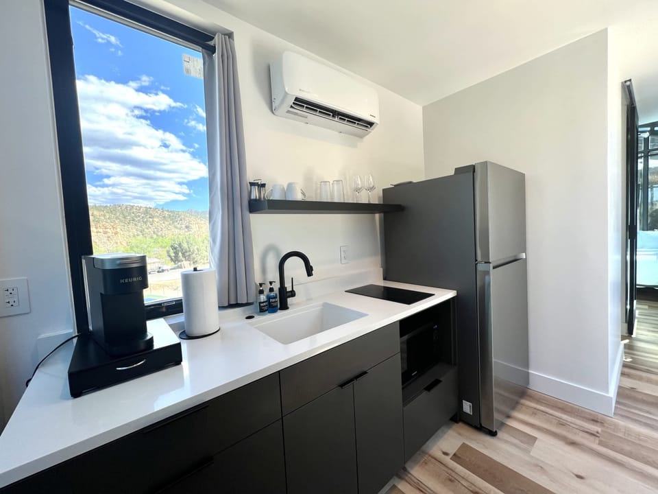 Full Kitchen with a refrigerator, cooking essentials, and everything you need for easy meals during your Southern Utah stay.