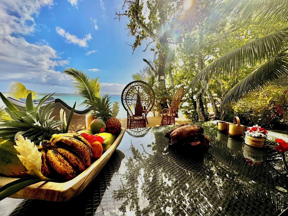 Terrace on the lagoon Fare One Island Moorea Tahiti