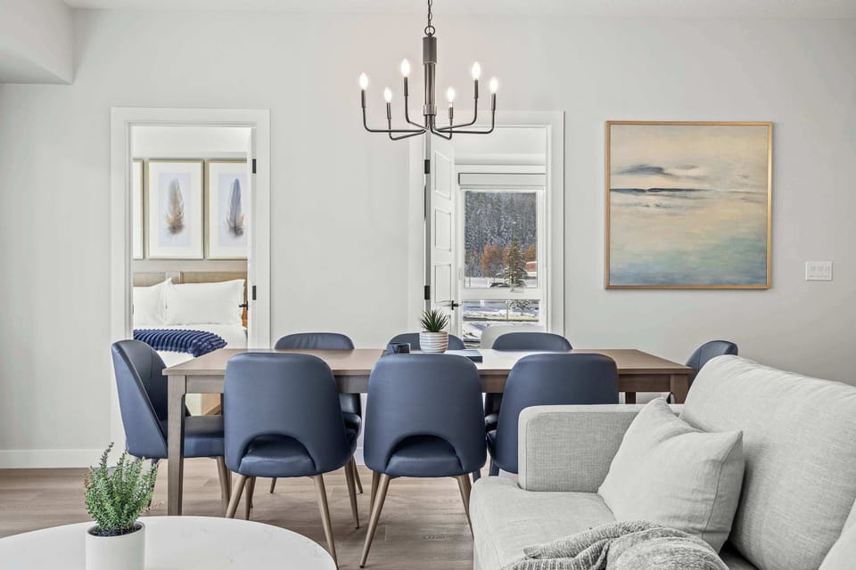 Elegant dining area with seating for 8