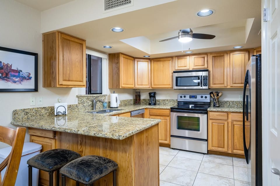 Fully updated kitchen with granite counter tops.