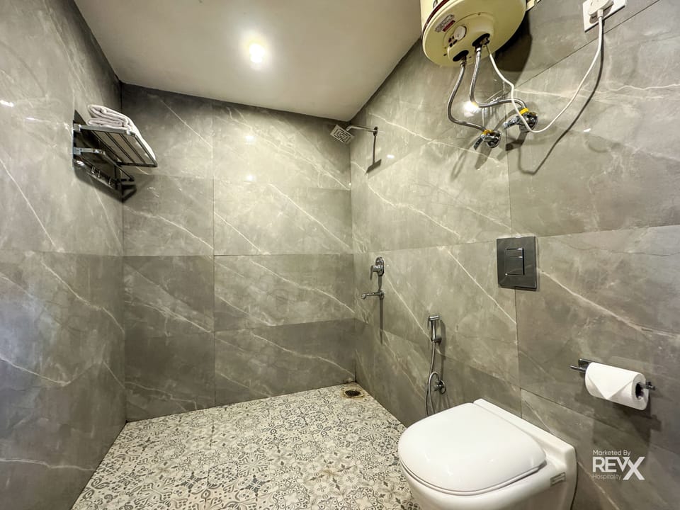 Shower, free toiletries, bidet, towels