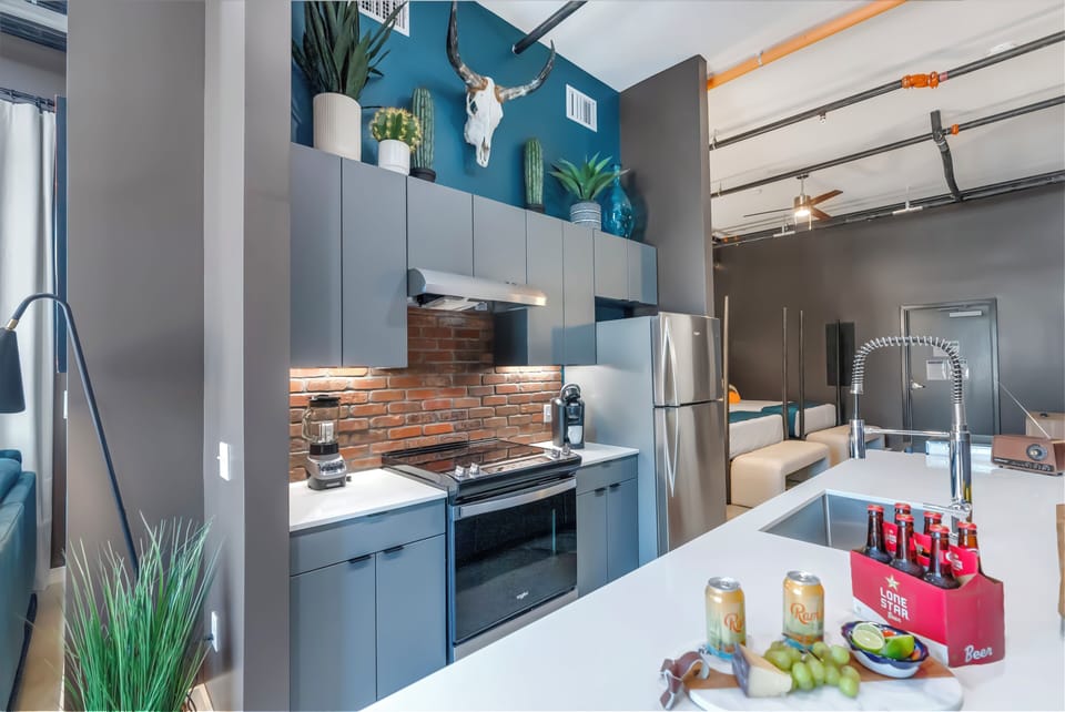 Premium Suite, 2 Queen Beds | Private kitchen | Full-size fridge, microwave, oven, stovetop