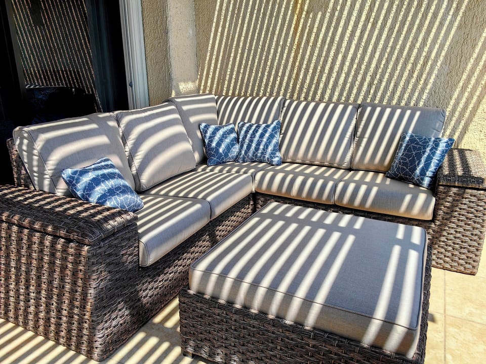 Super comfortable outdoor living room in the shade!