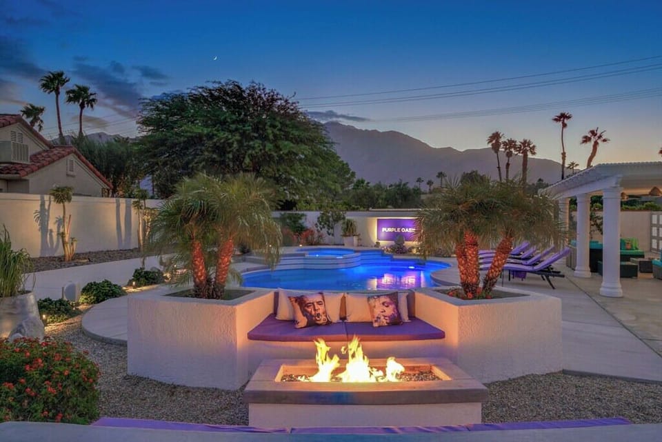 Large outdoor space salt water pool and spa