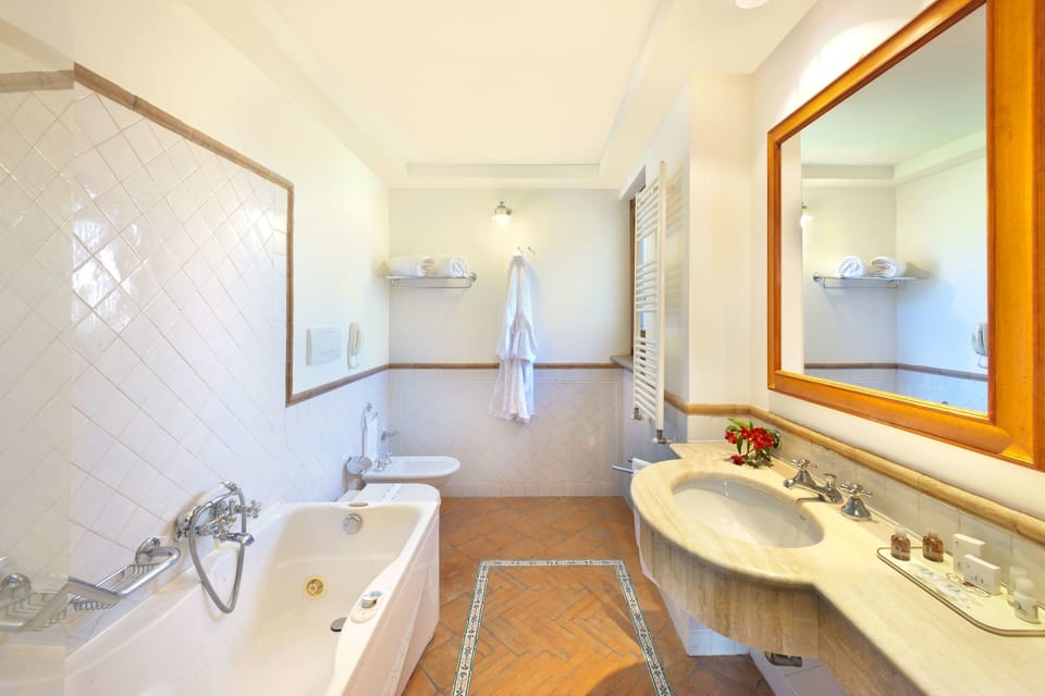 Free toiletries, hair dryer, bidet, towels