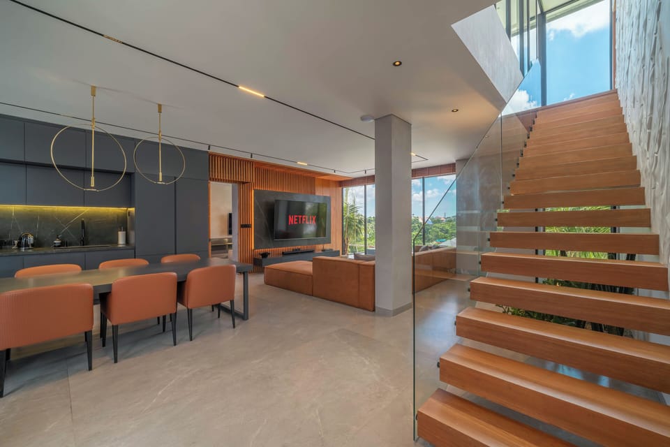 Luxury Villa, Pool View | Living area | Flat-screen TV