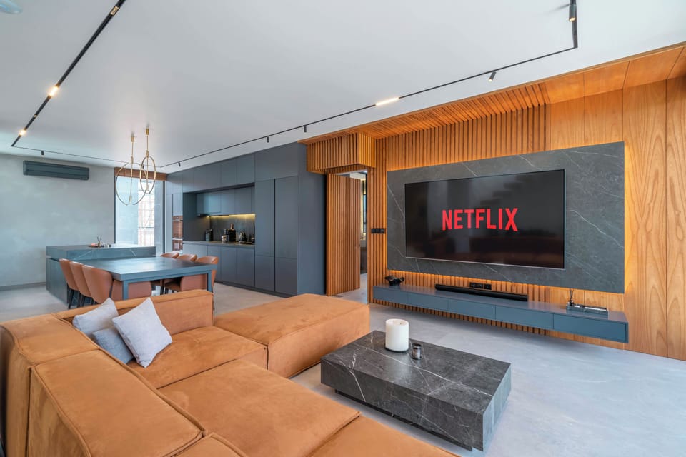 Luxury Villa, Pool View | Living room | Flat-screen TV