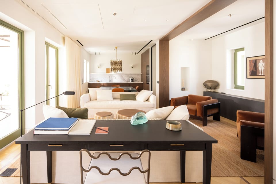 Presidential Suite, Multiple Beds | Living area | 55-inch TV with cable channels