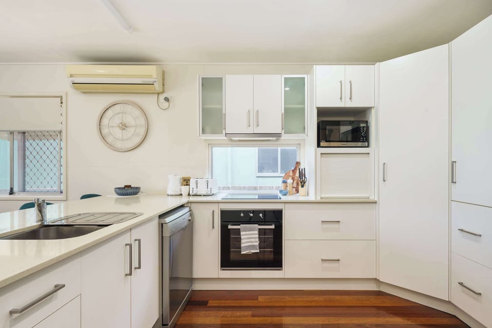 Fully equipped kitchen has everything needed for home cooking