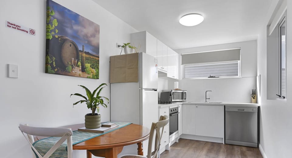 Dining area and kitchen.