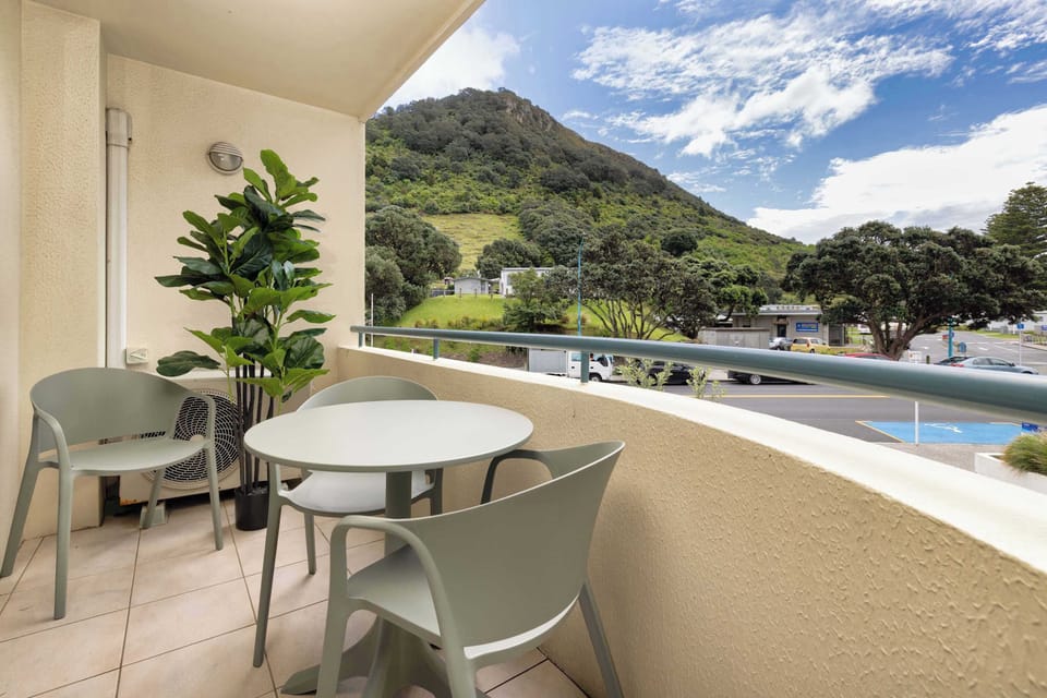 Balcony with views of Mauao
